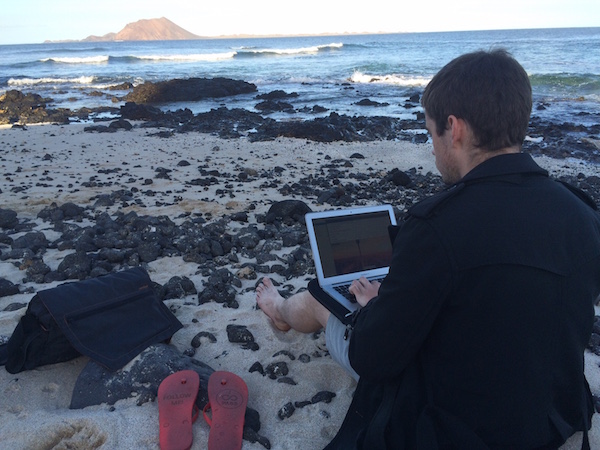 Working on the beach